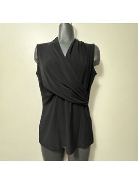 Dkny Black Wrap Blouse with Sleeves Size XS